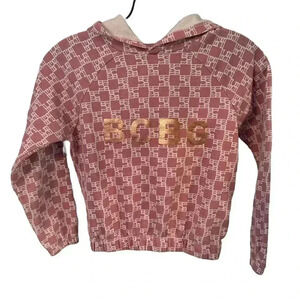 BCBG girls pink hoodie with gold logo cotton size medium